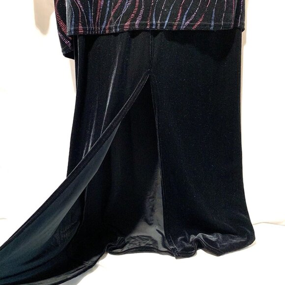 ONYX NITE Long Dress & Jacket by Wendy Chaitin Purple Pink Sparkly On Black VTG - Picture 7 of 7